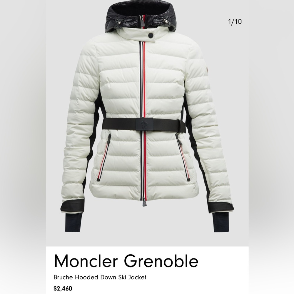Moncler Bruche Hooded Down Ski Jacket with red hood XS